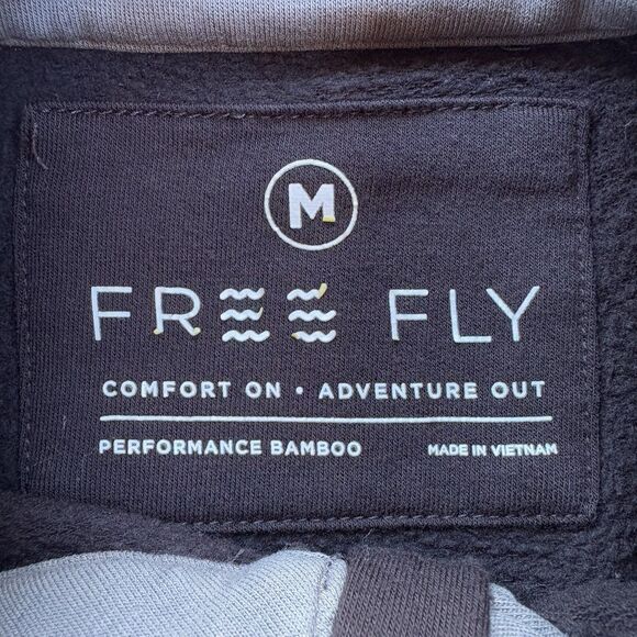 Free Fly 1/4 Zip Pullover Men Medium Fleece Lined Black Performance Bamboo Soft - Picture 3 of 7